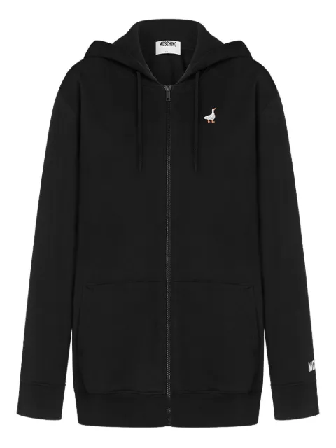 Moschino duck-embroidered zip-up hoodie