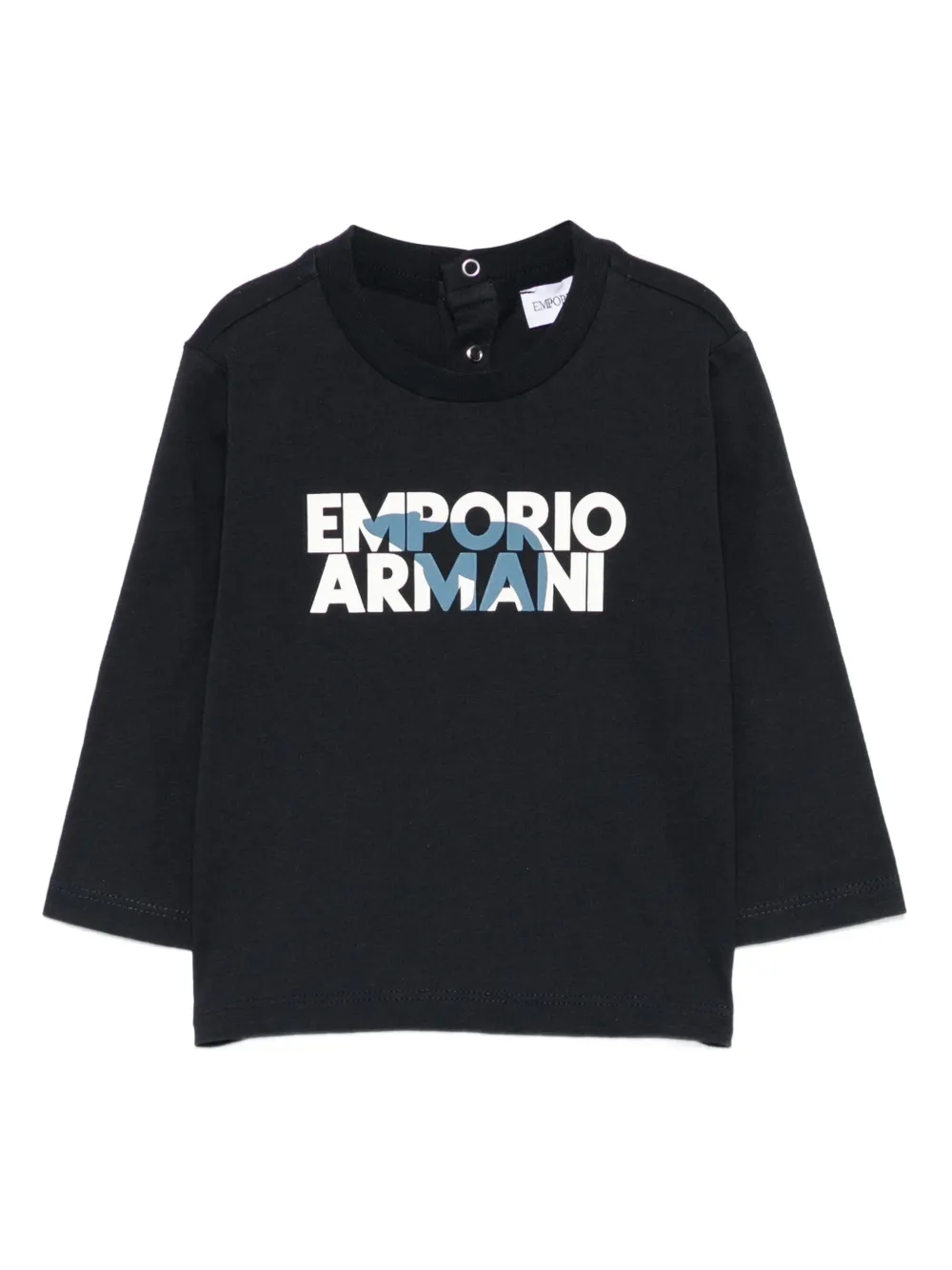 Emporio Ar i Kids logo-print long-sleeve t-shirt Blauw