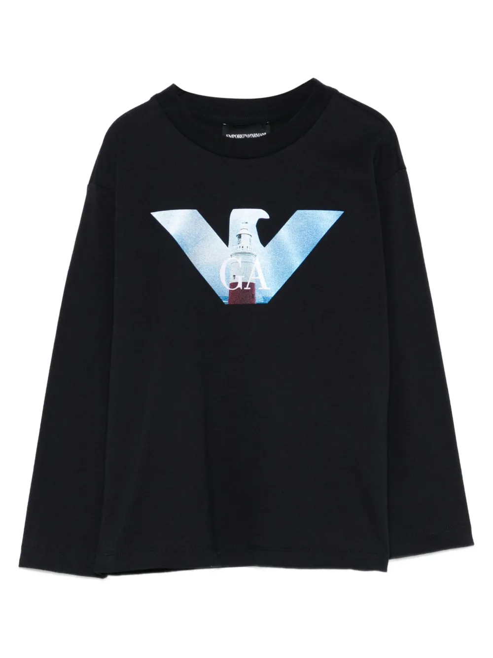 Emporio Ar i Kids logo-print t-shirt Blauw