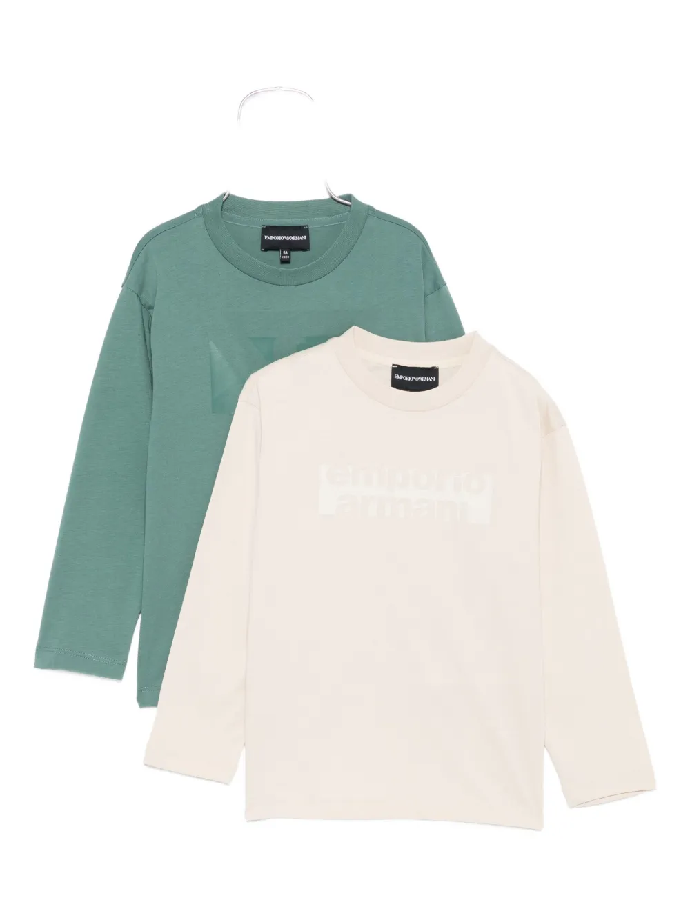 Emporio Ar i Kids logo-print long-sleeve t-shirt (pack of two) Beige