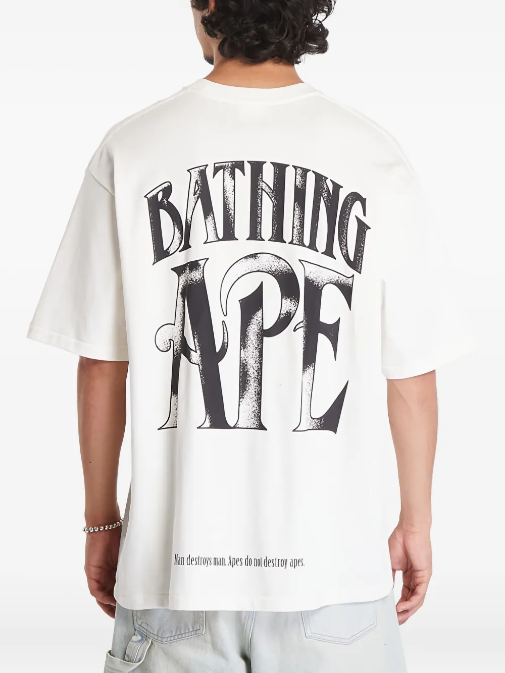A BATHING APE T-shirt met logoprint Beige
