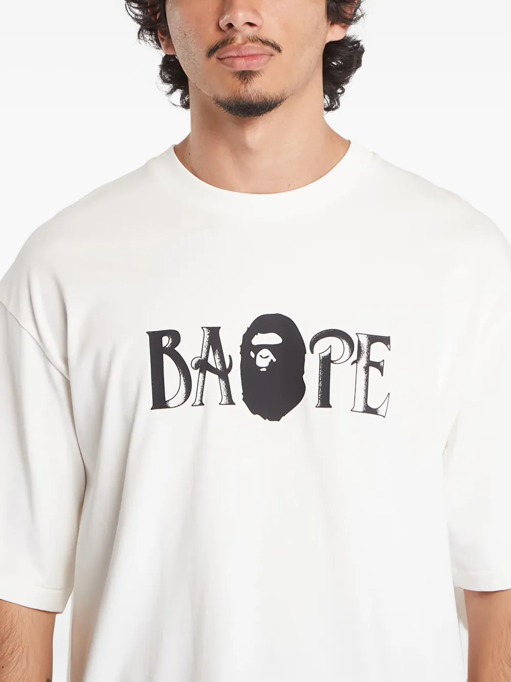 A BATHING APE T-shirt met logoprint Beige