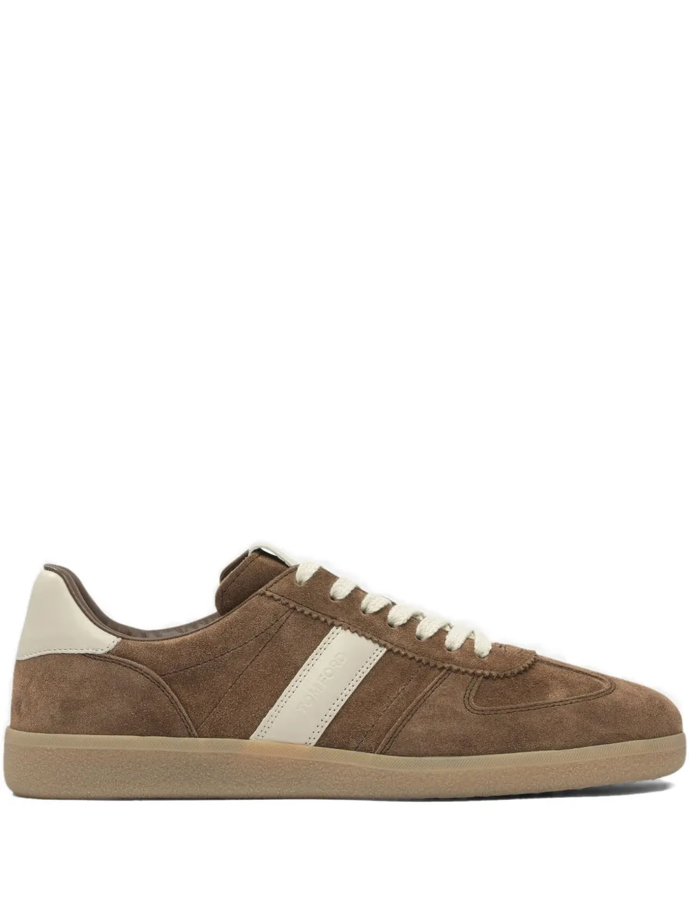 TOM FORD suede leather striped low-top sneakers Brown