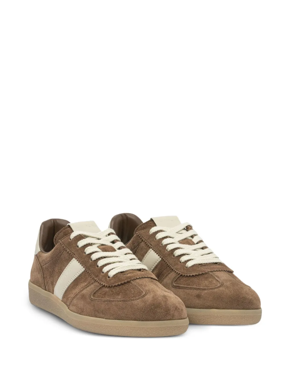 TOM FORD suede leather striped low-top sneakers Brown