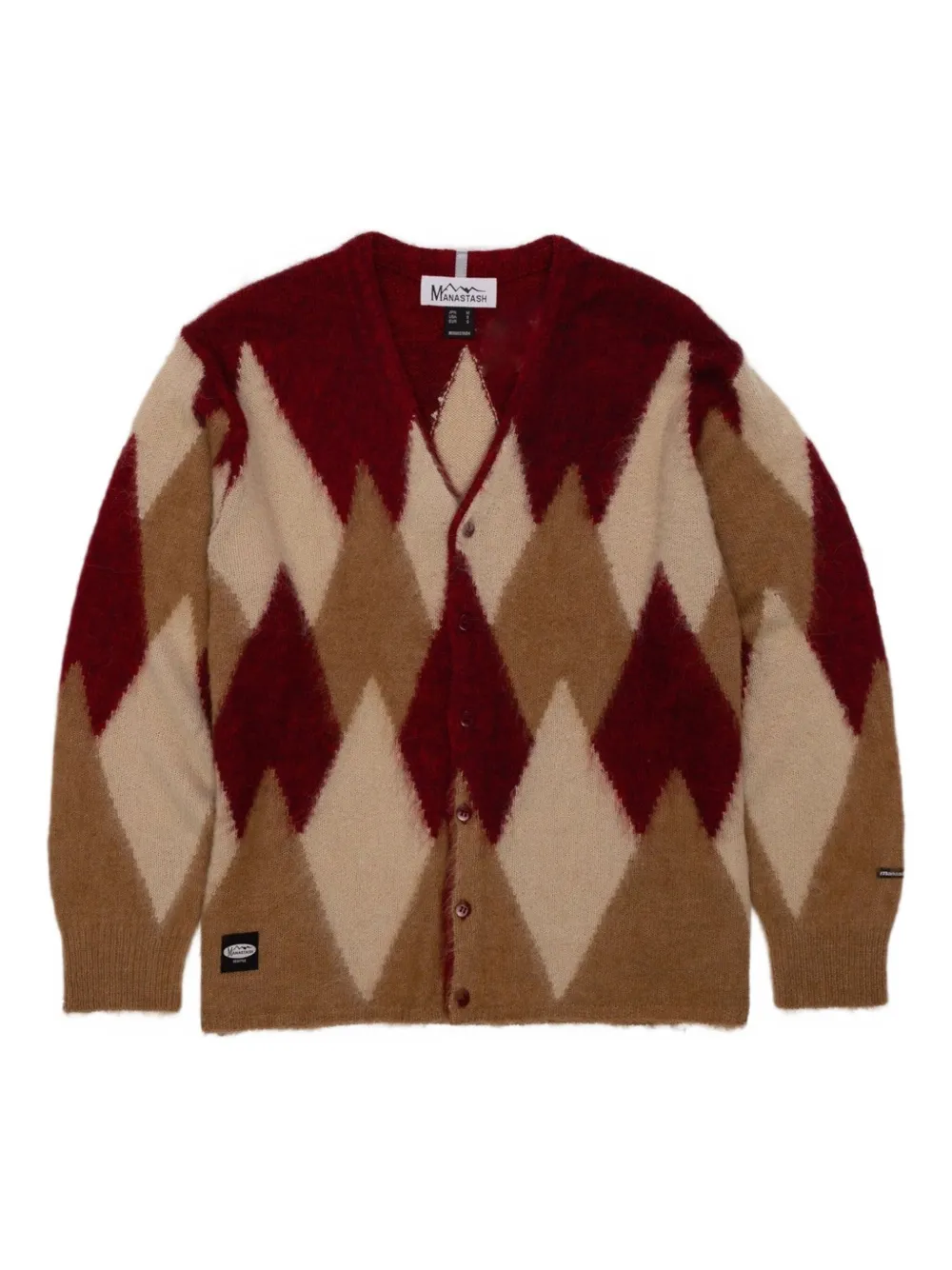 MANASTASH diamond-pattern cardigan Bruin