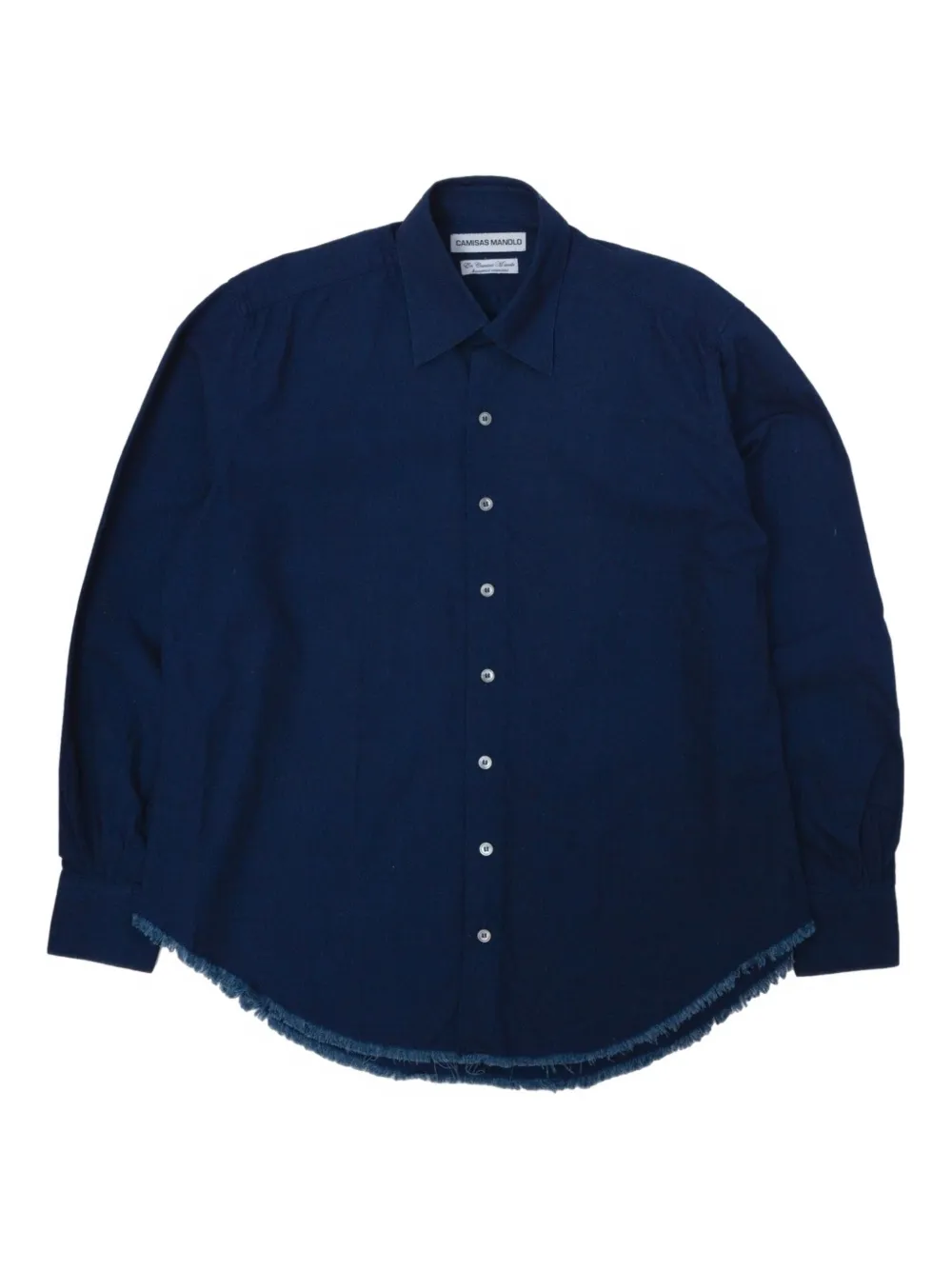 frayed-hem denim shirt