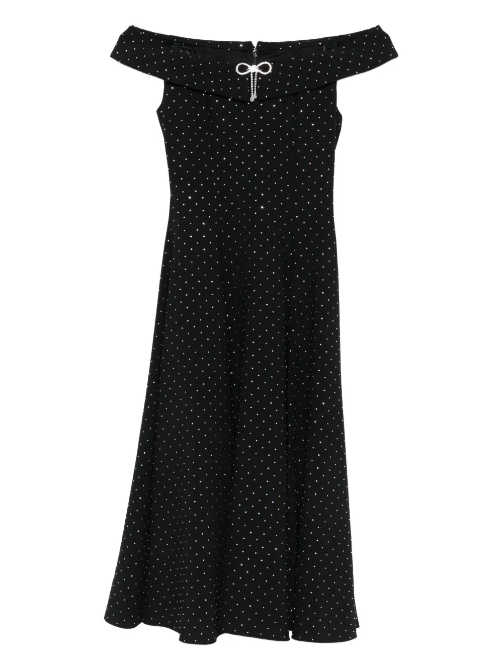 NISSA embellished off-shoulder midi dress - ブラック NISSA embellished off-shoulder midi dress - ブラック