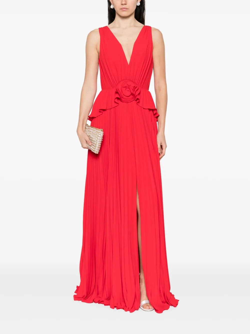 NISSA pleated rose-appliqué maxi dress | Evening Dresses | Image 2