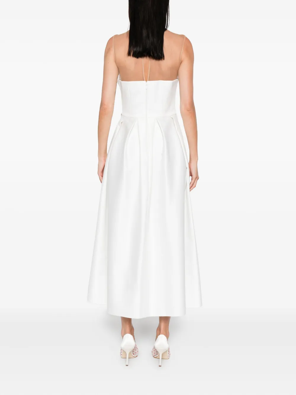 NISSA bow-detail midi dress Wit