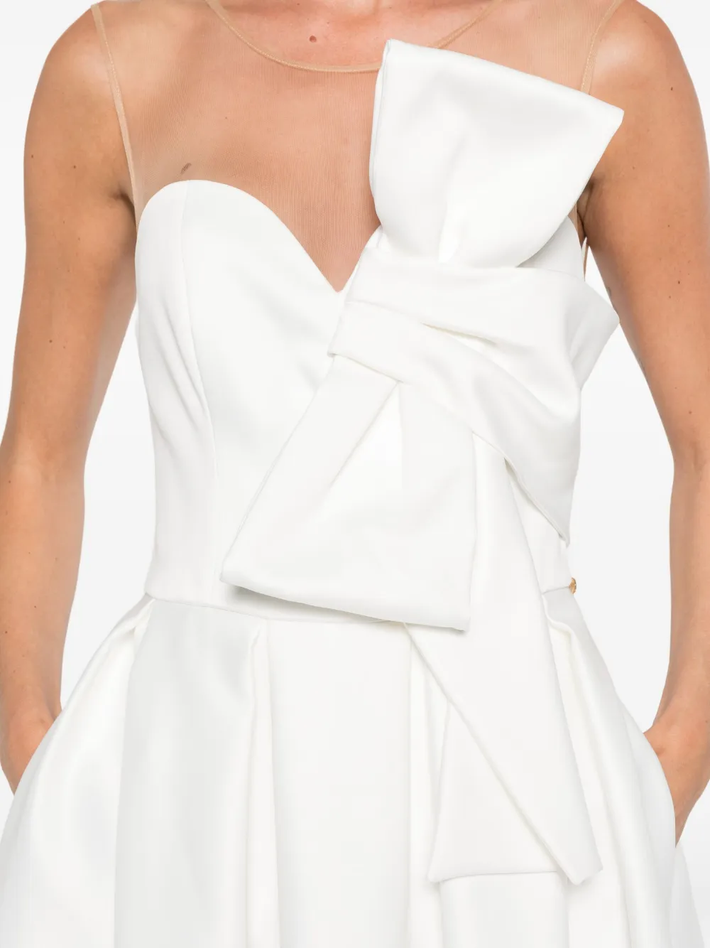 NISSA bow-detail midi dress Wit