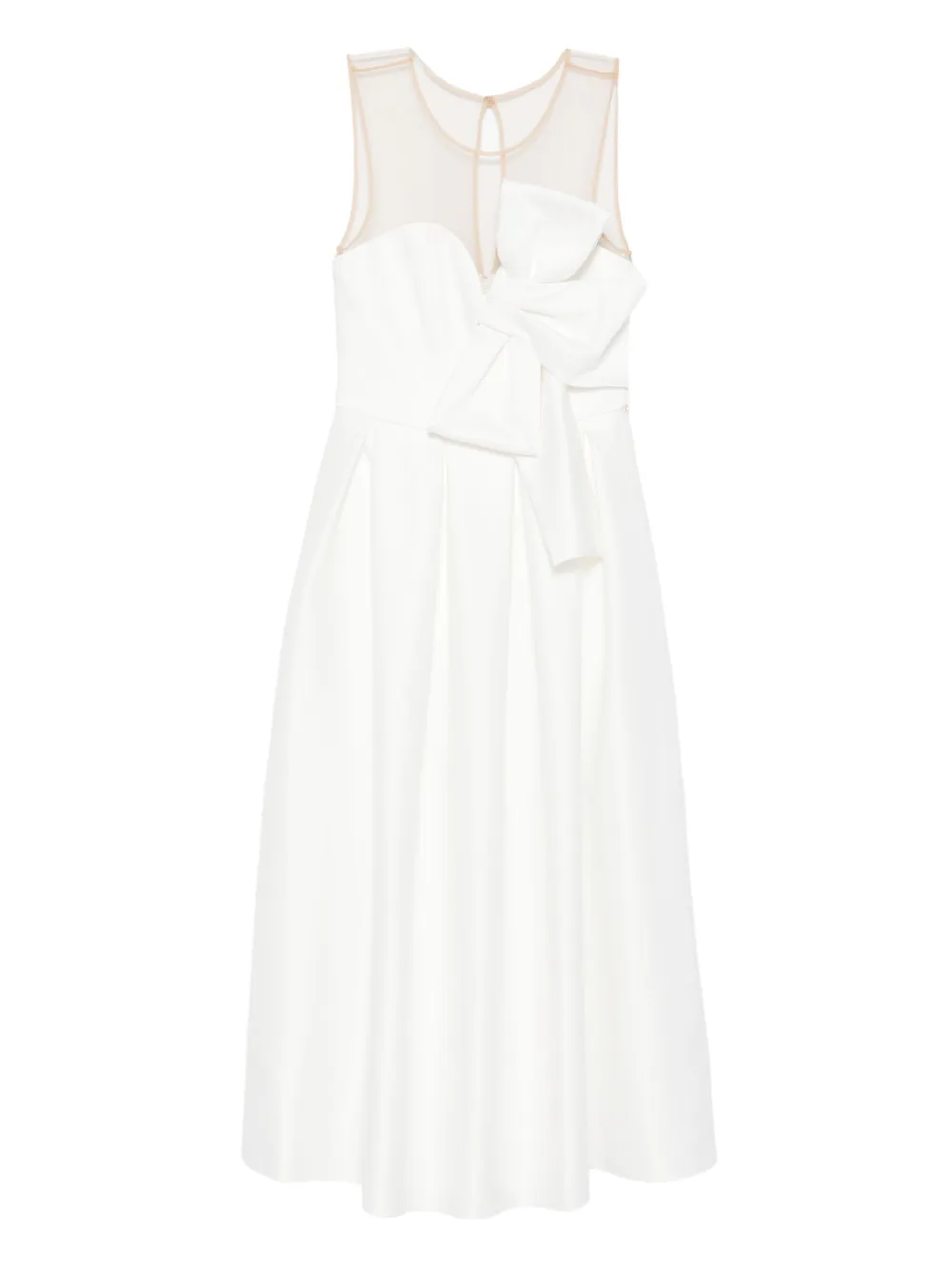 NISSA bow-detail midi dress Wit