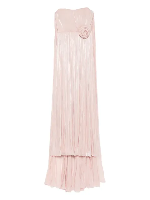 NISSA pleated floral-embellished dress