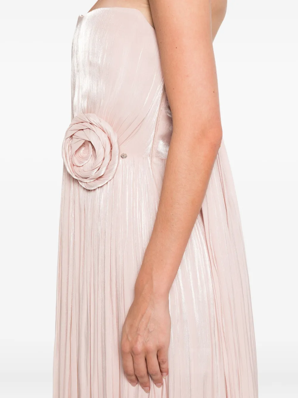 NISSA pleated floral-embellished dress Roze
