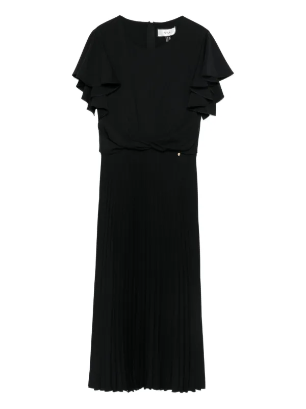 strapless open back dress ASOS DESIGN Cowl Neck Midi Dress With Wrap Skirt In Black main image 0
