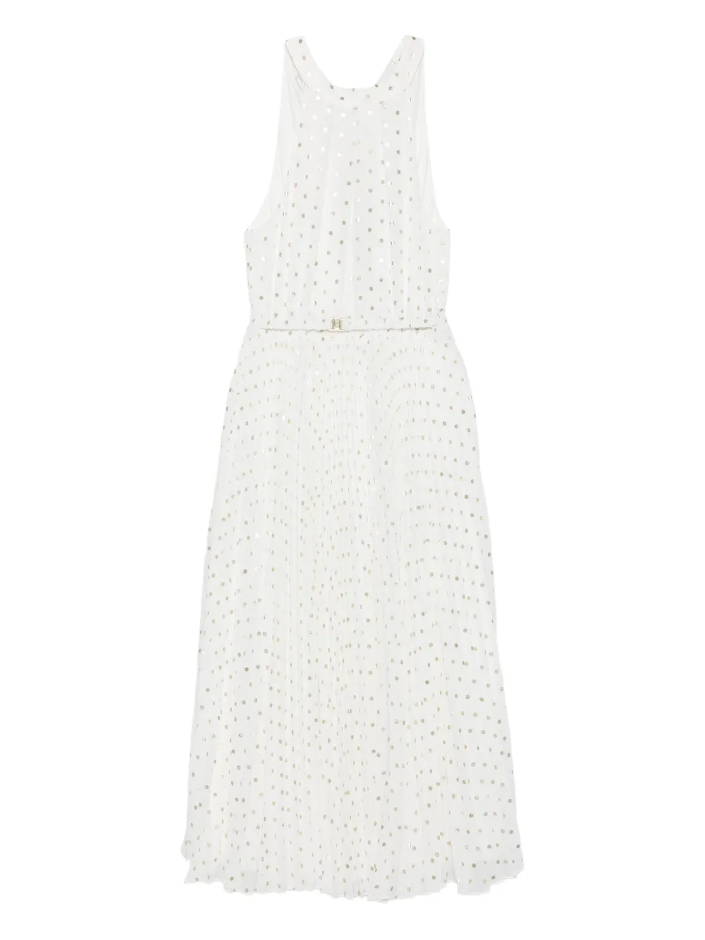 NISSA pleated polka-dot midi dress - ホワイト NISSA pleated polka-dot midi dress - ホワイト