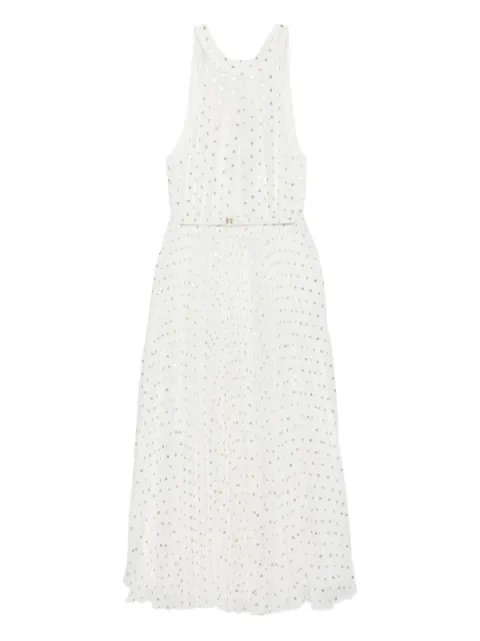 NISSA pleated polka-dot midi dress