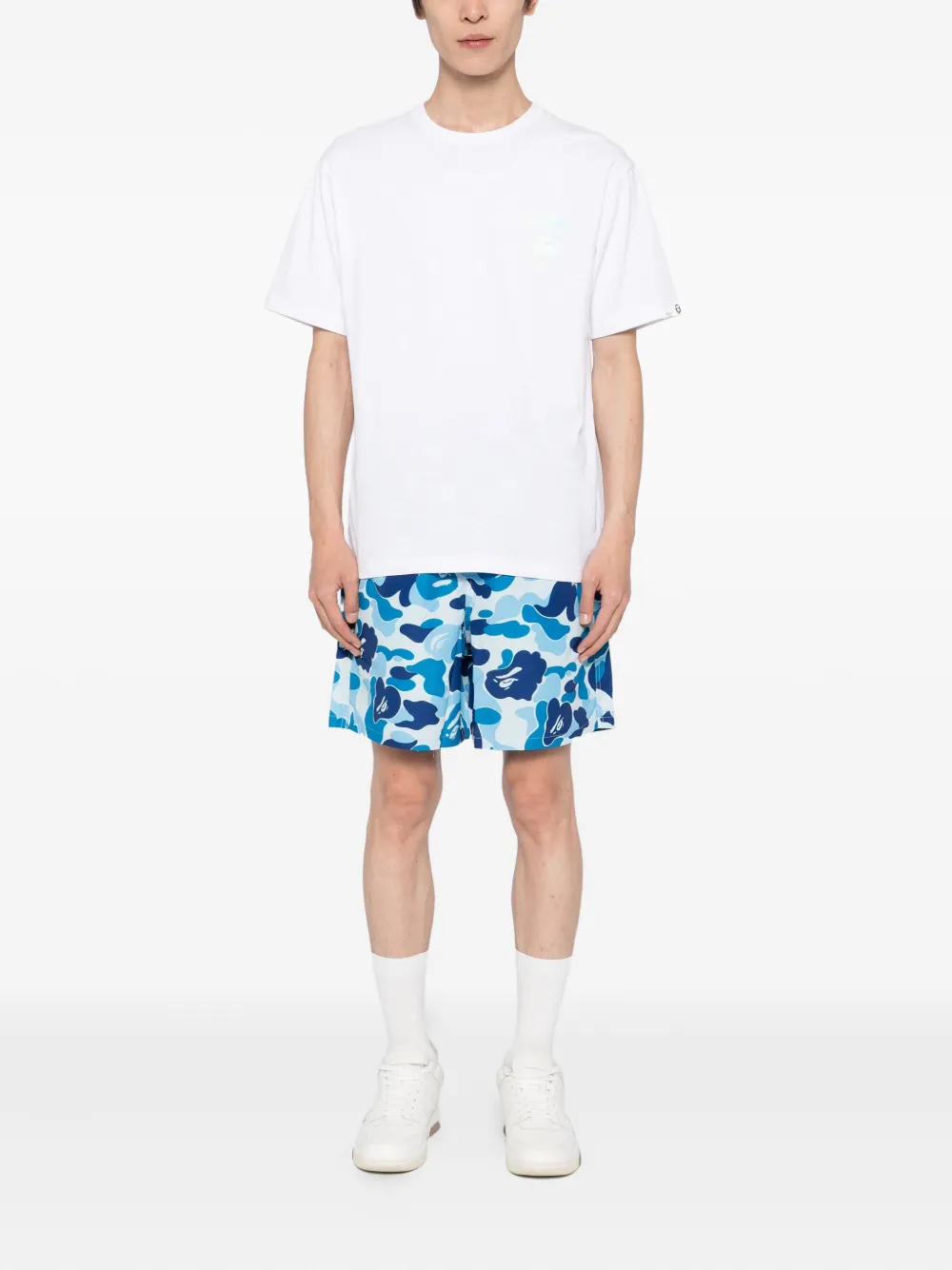 A BATHING APE Shorts met grafische print - Blauw