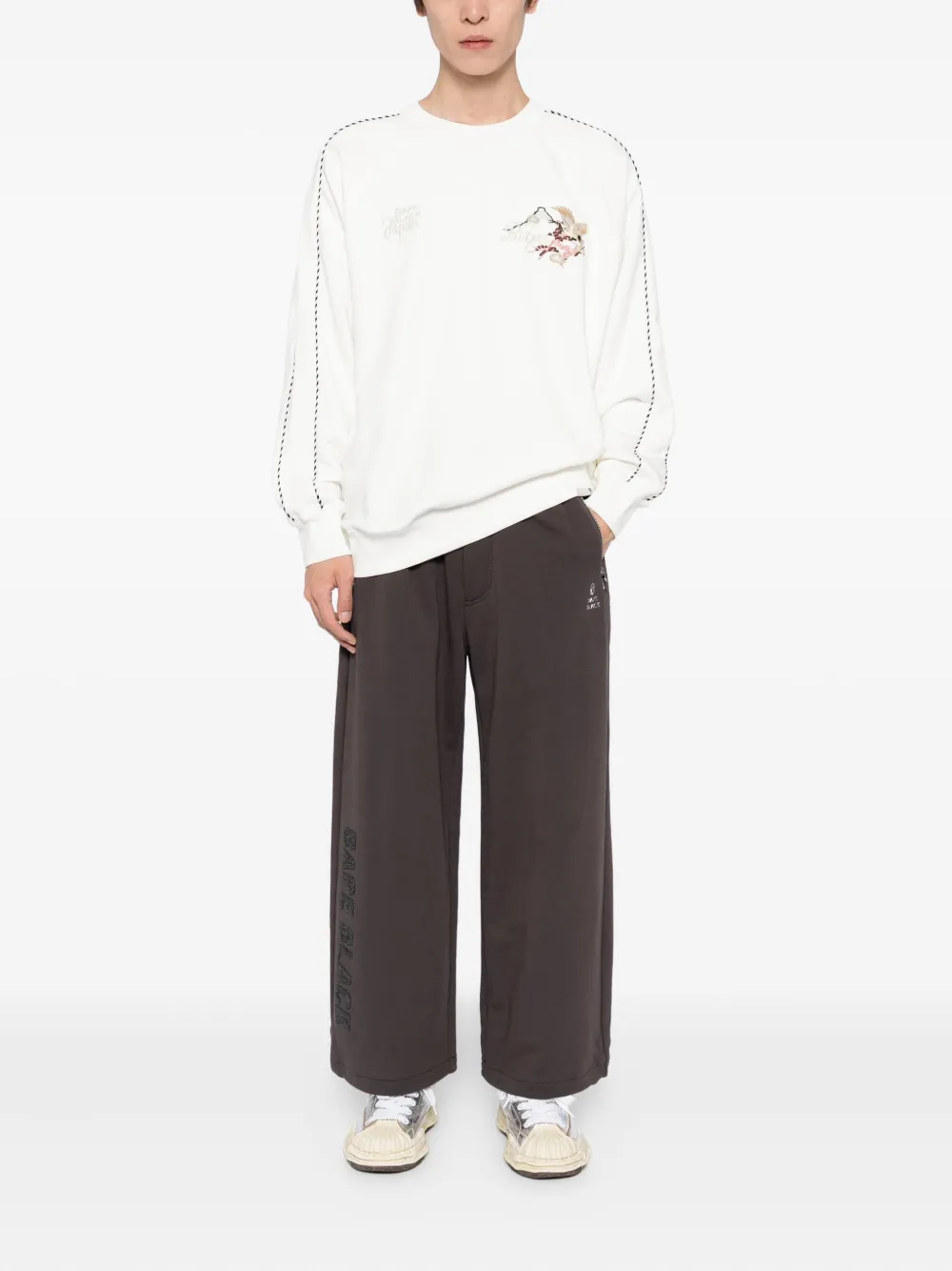 BAPE BLACK *A BATHING APE Sweater met geborduurd logo - Beige