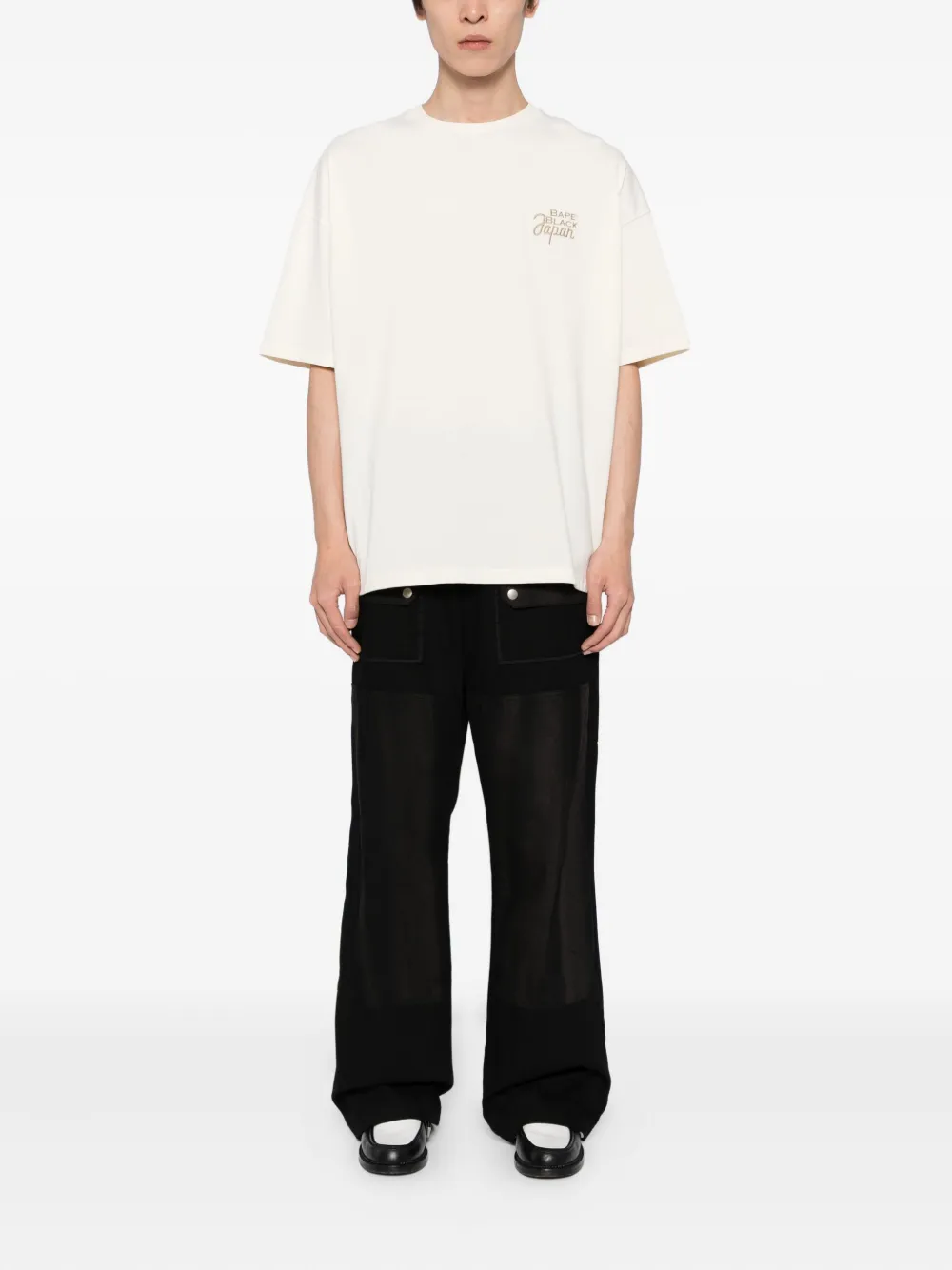 BAPE BLACK *A BATHING APE T-shirt met geborduurd logo - Beige
