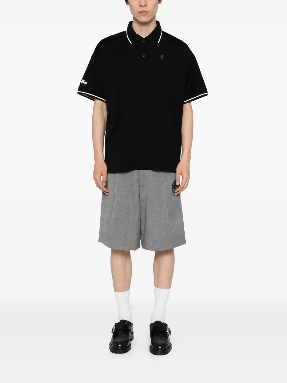 BAPE BLACK *A BATHING APE Poloshirt met geborduurd logo - Zwart
