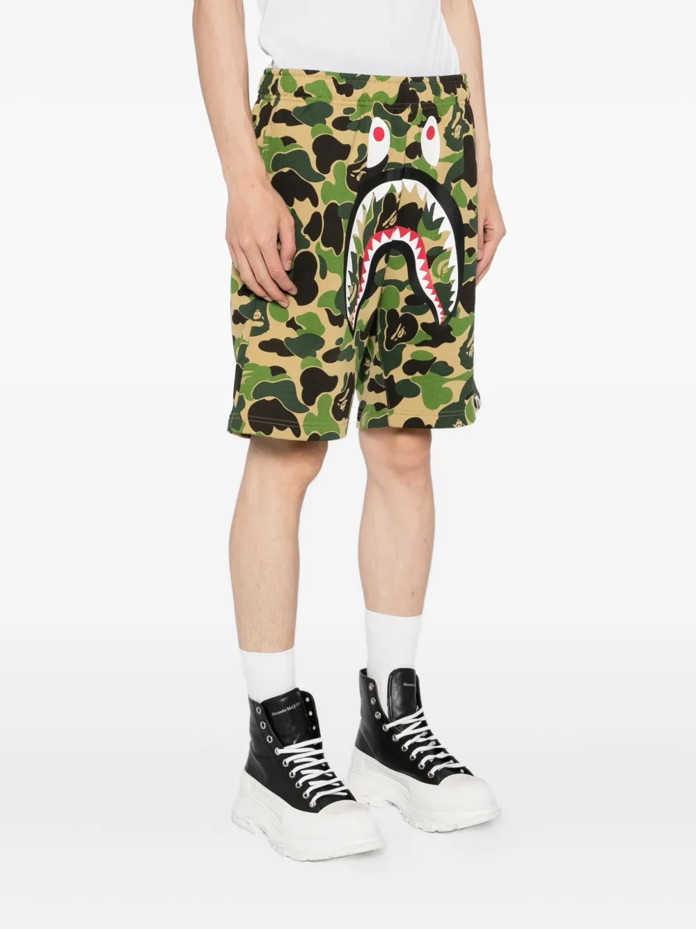 A BATHING APE Shorts met grafische print Groen