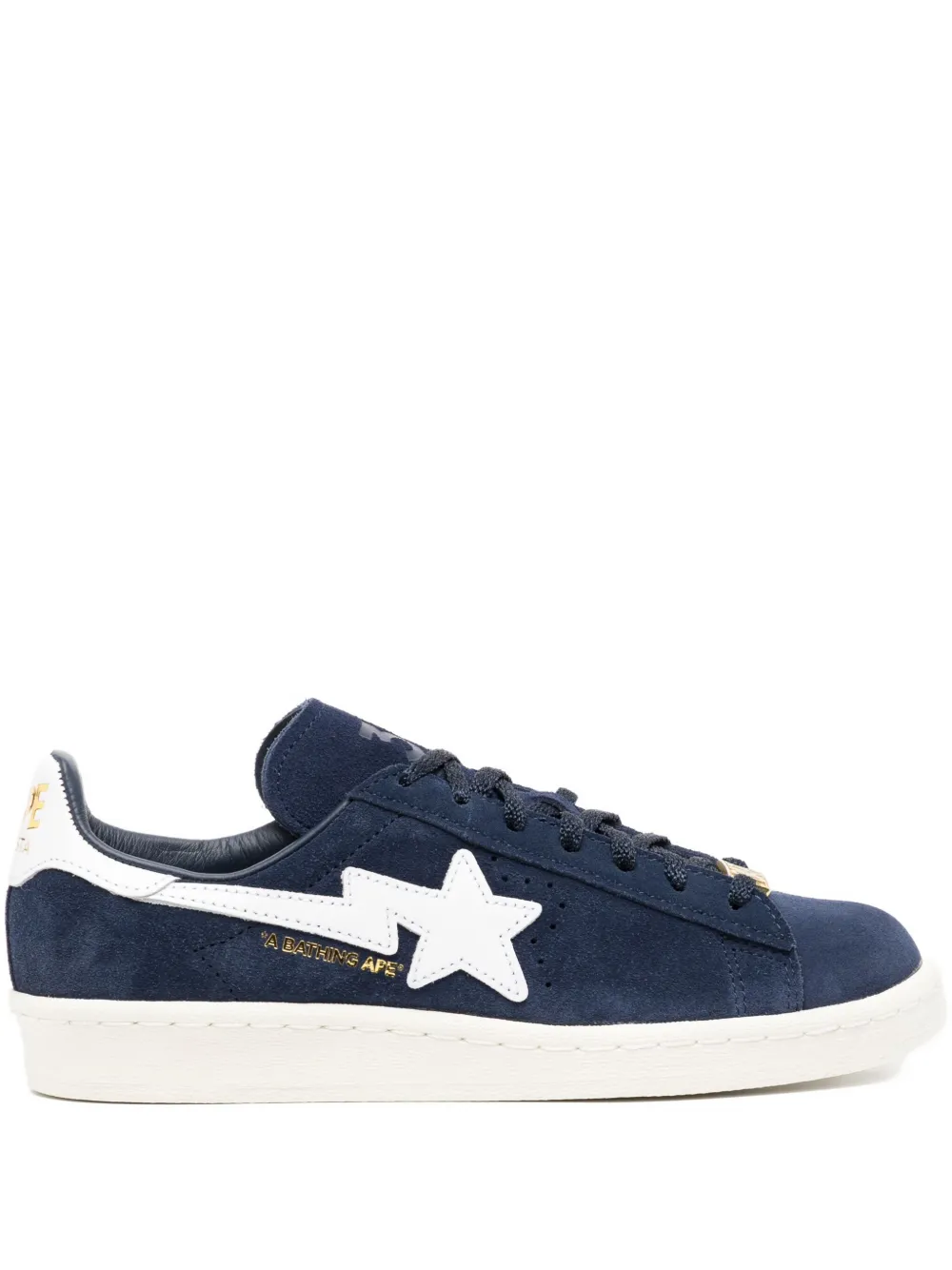 A BATHING APE star-patch suede trainers Blue