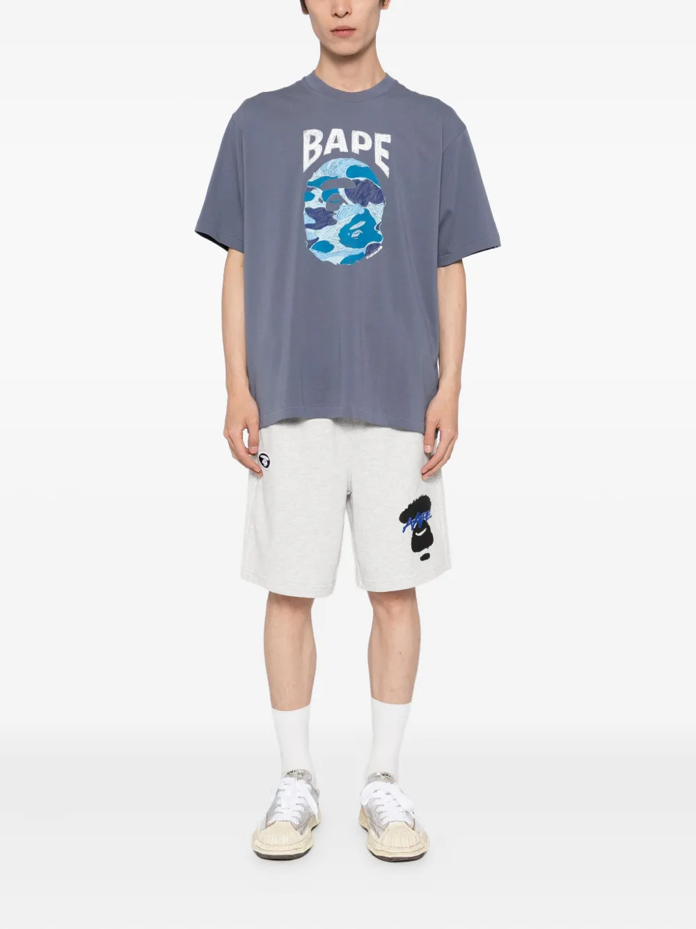 A BATHING APE Katoenen T-shirt met grafische print - Blauw
