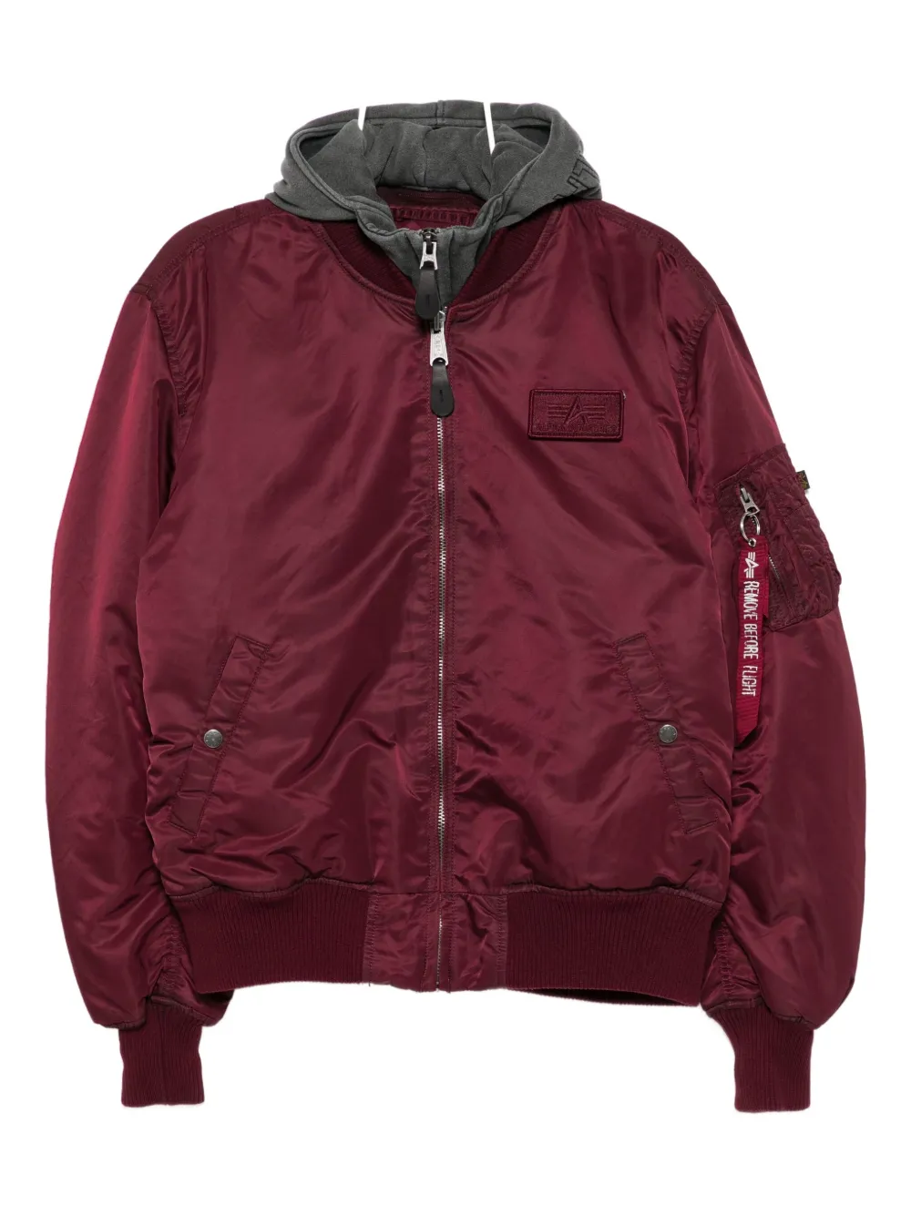 Alpha Industries Logo-appliqué Hooded Bomber Jacket In Red