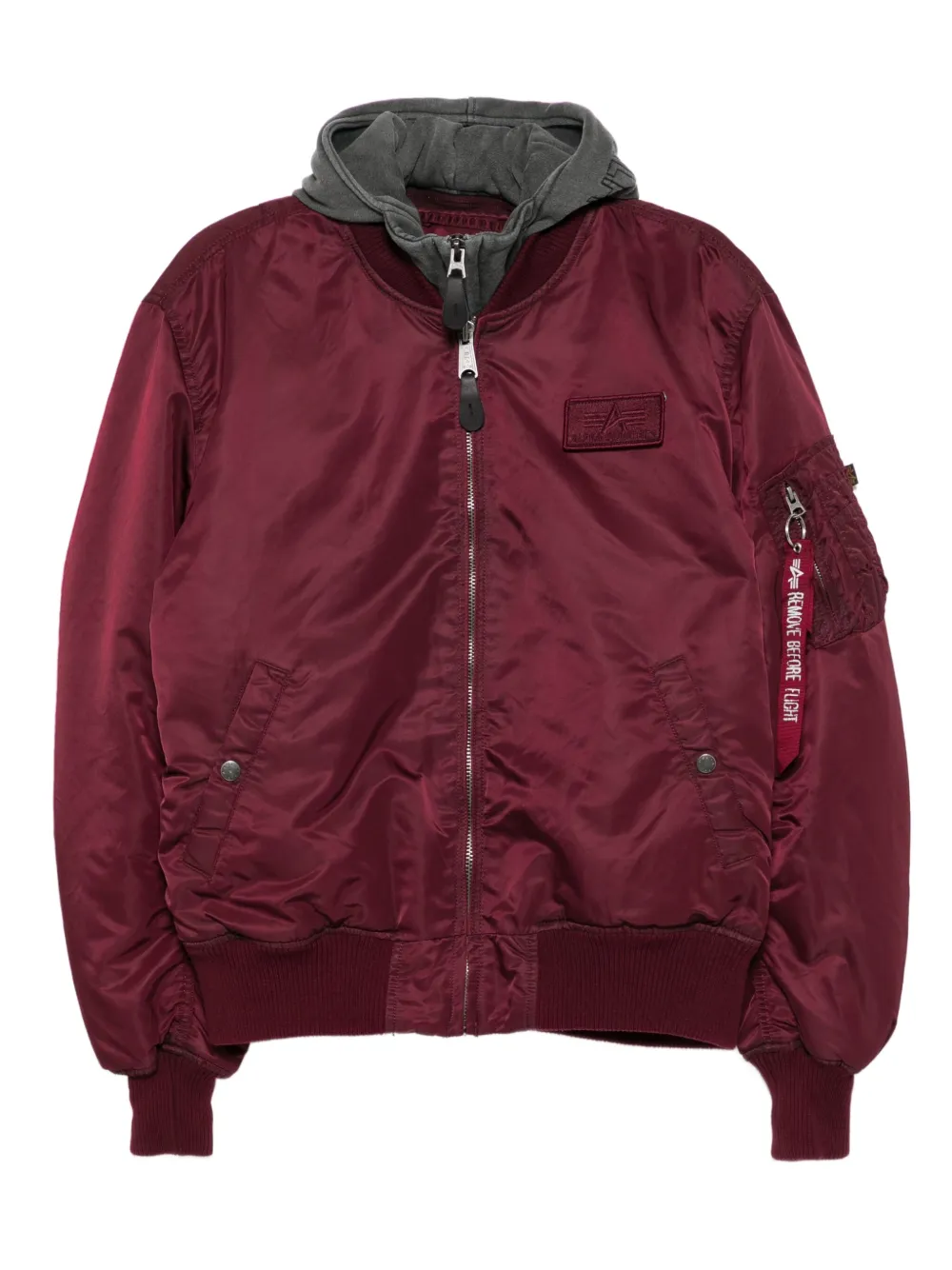 Alpha Industries logo-appliqué hooded bomber jacket | Red | Image 1