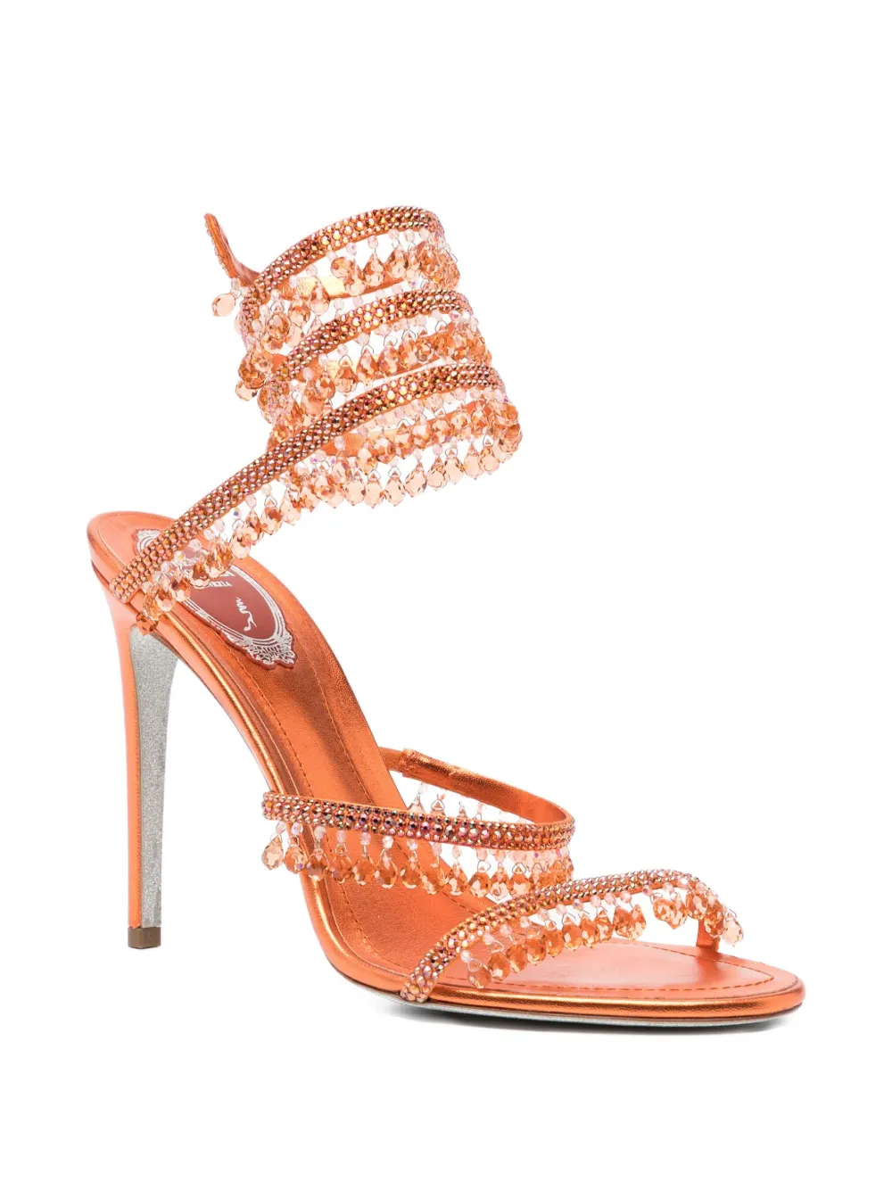 René Caovilla 100mm Chandelier Sandals In Orange