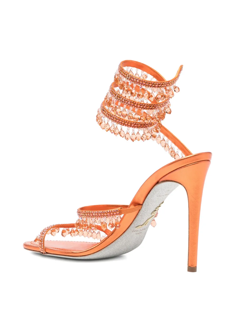 René Caovilla 100mm Chandelier Sandals In Orange