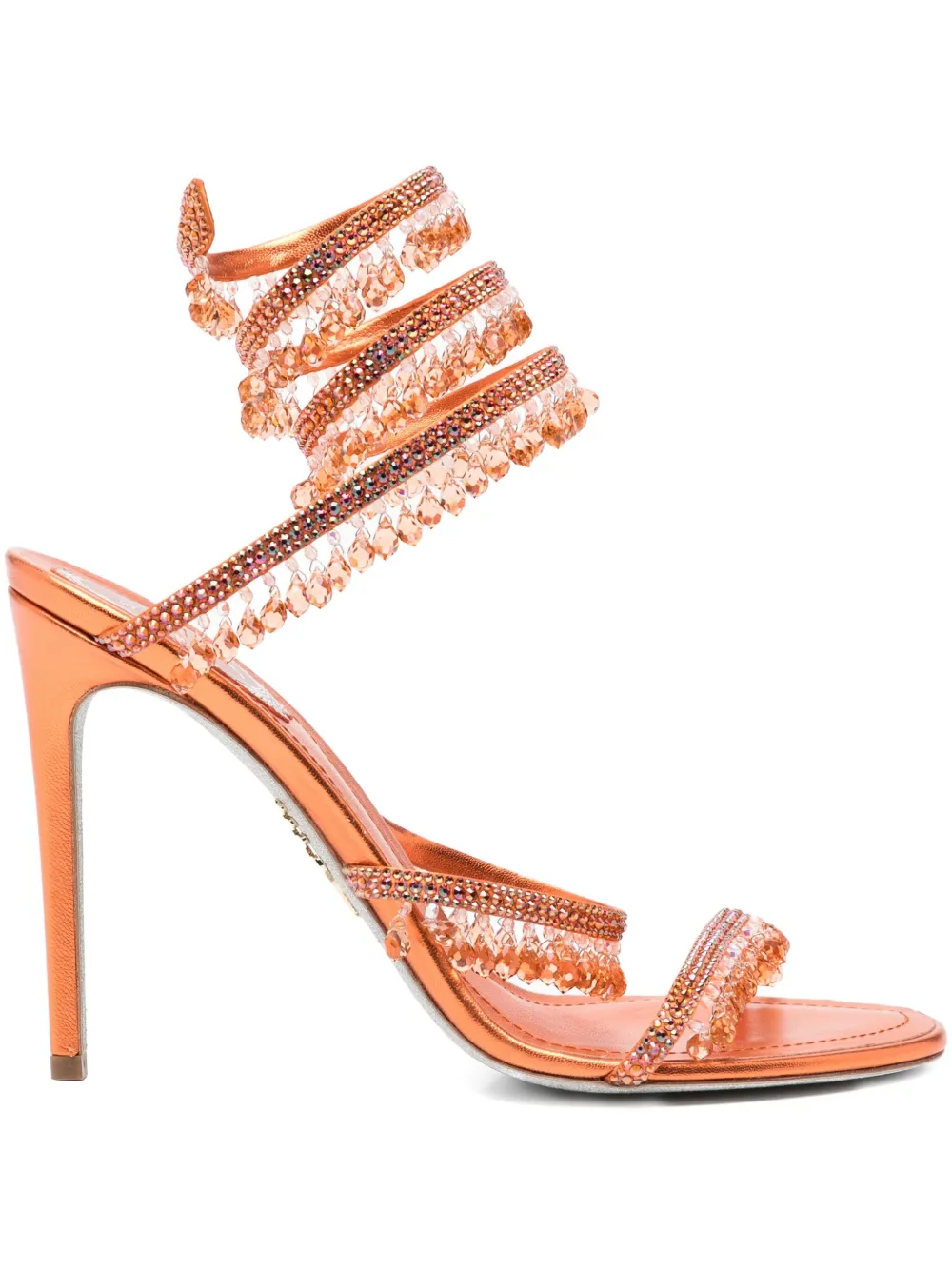 René Caovilla 100mm Chandelier Sandals In Orange