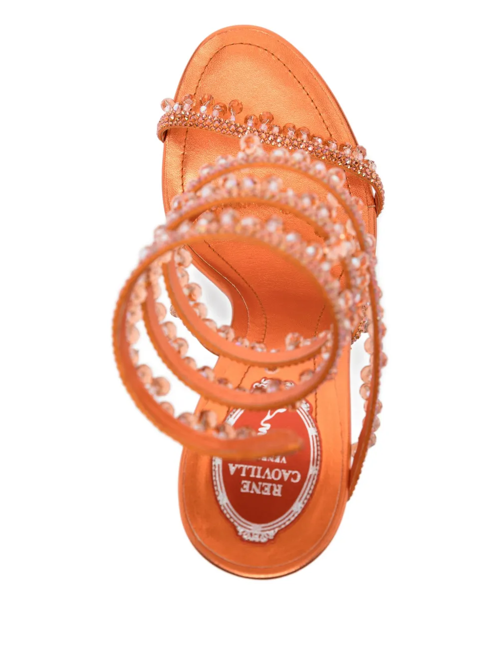 René Caovilla 100mm Chandelier Sandals In Orange