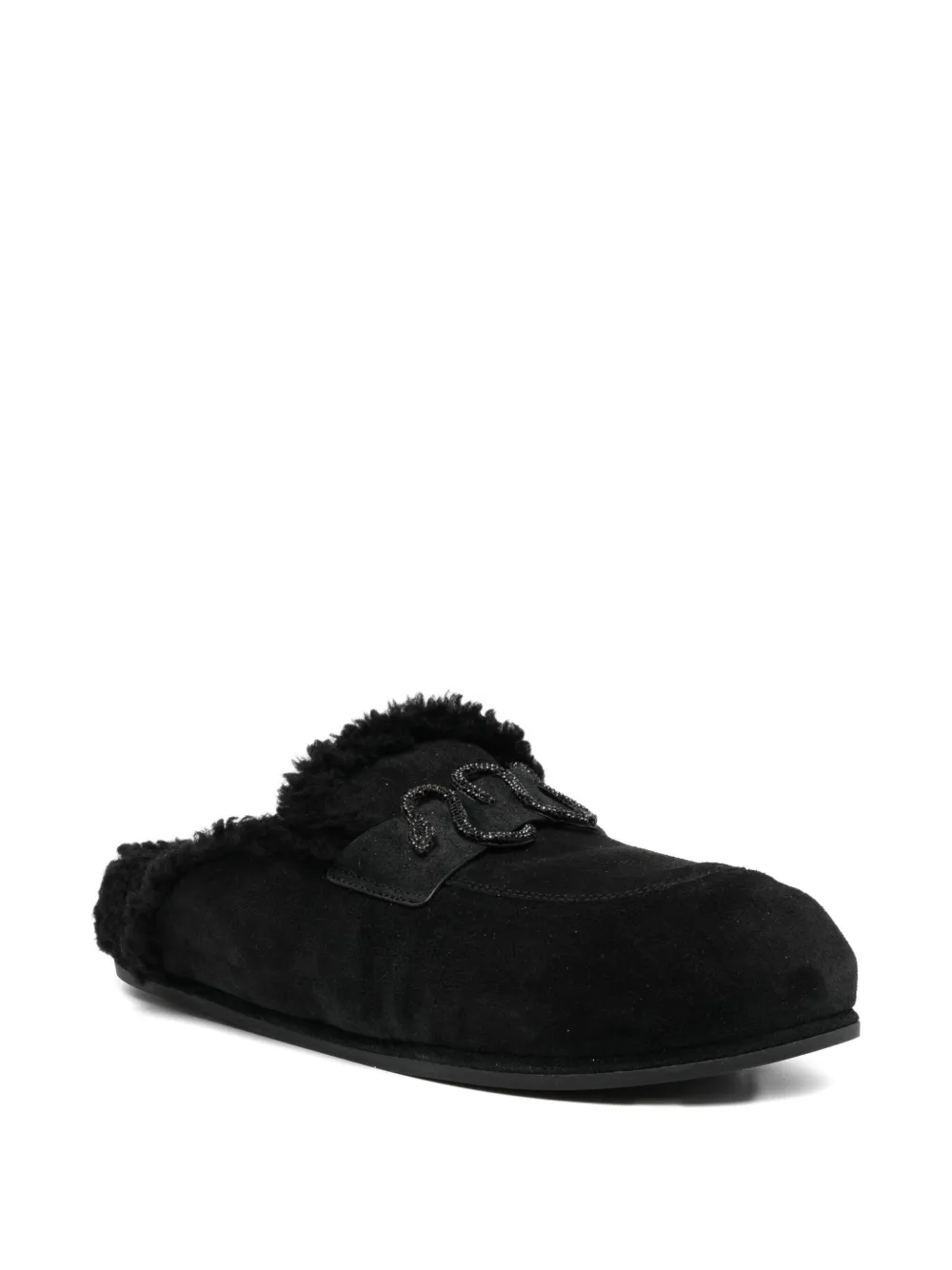 René Caovilla Crystal-embellished Mules In Black