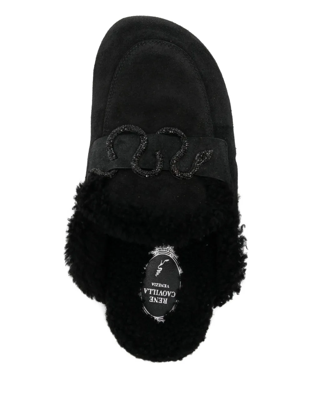 René Caovilla Crystal-embellished Mules In Black