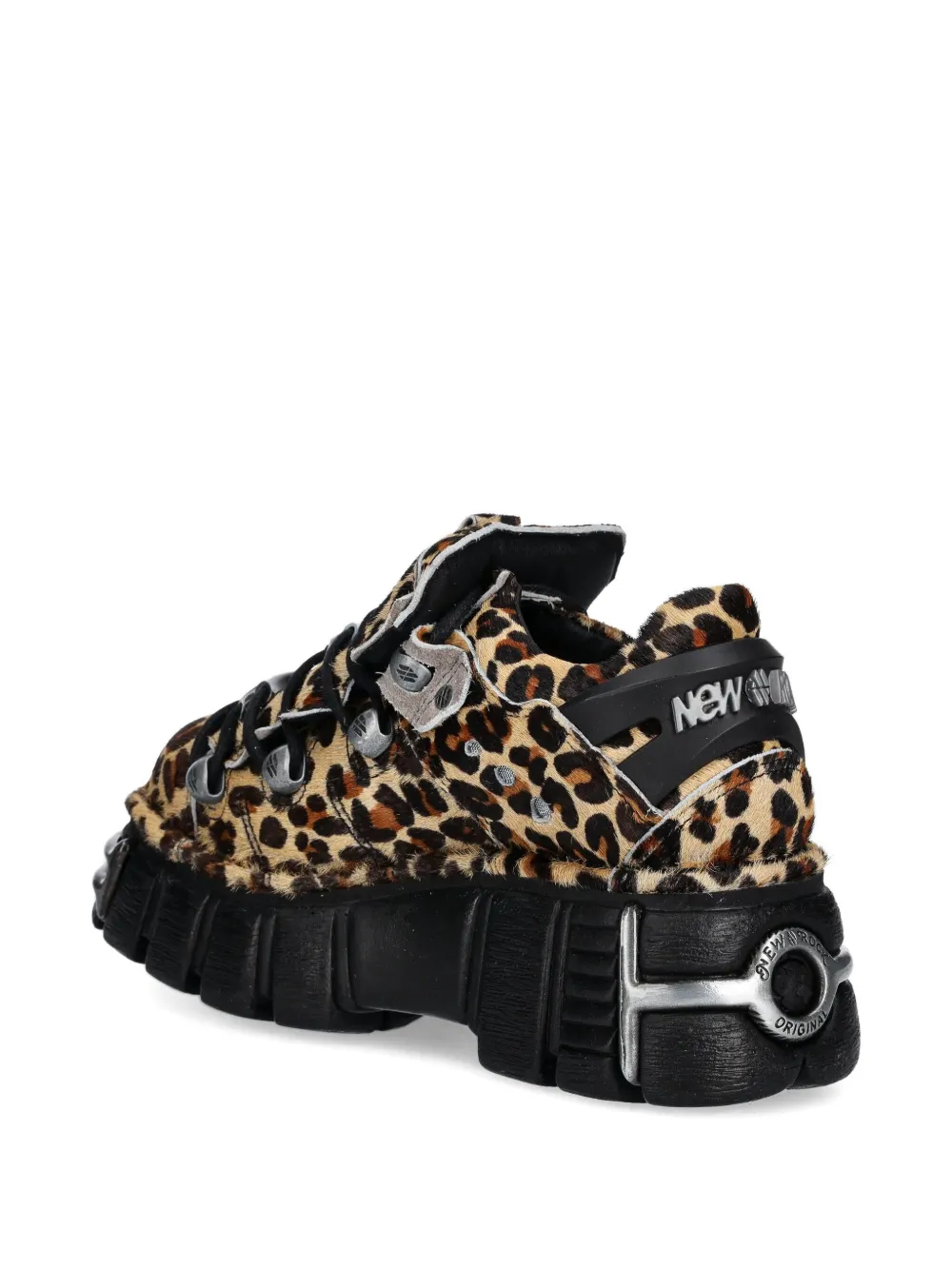 New Rock Leopard-print Platform Sneakers In Neutral