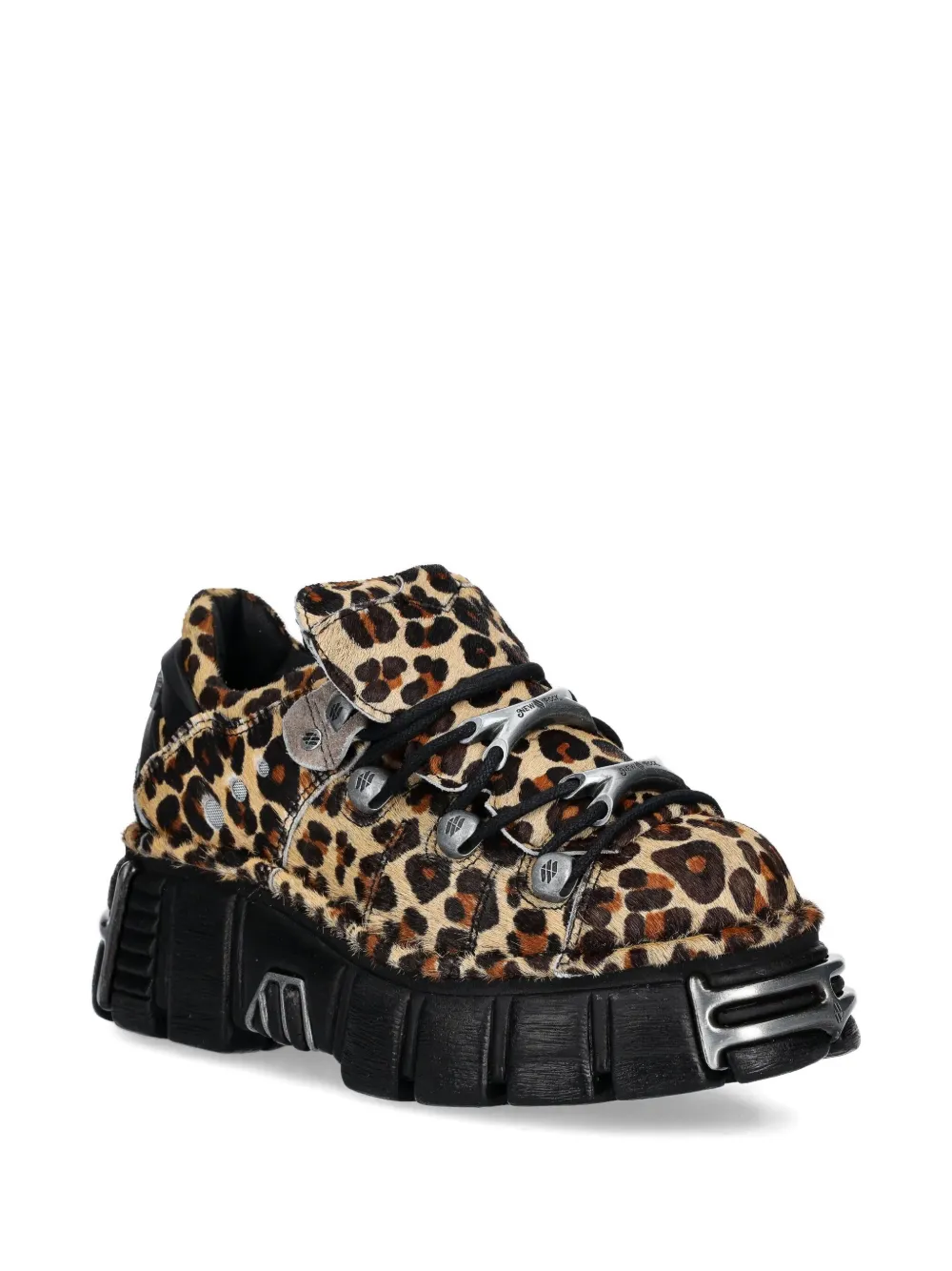New Rock Leopard-print Platform Sneakers In Neutral