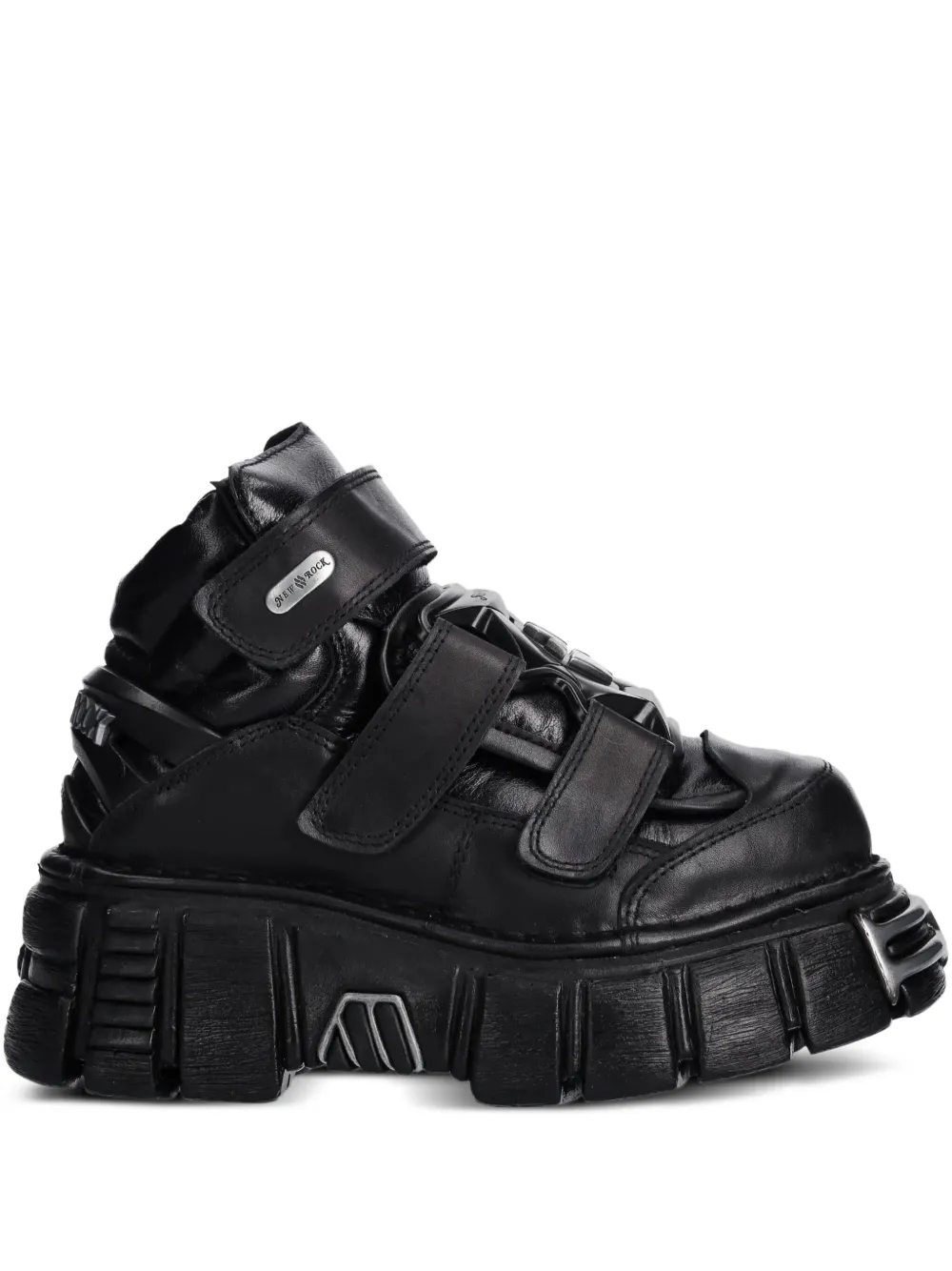 NEW ROCK M-285-S1 strap detail platform boots Black