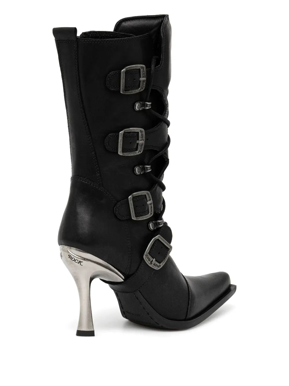 NEW ROCK 100mm lace-up buckle boots Black