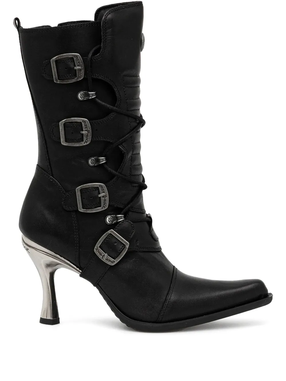 NEW ROCK 100mm lace-up buckle boots Black