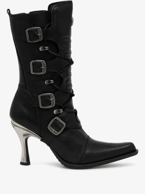 NEW ROCK 100mm lace-up buckle boots