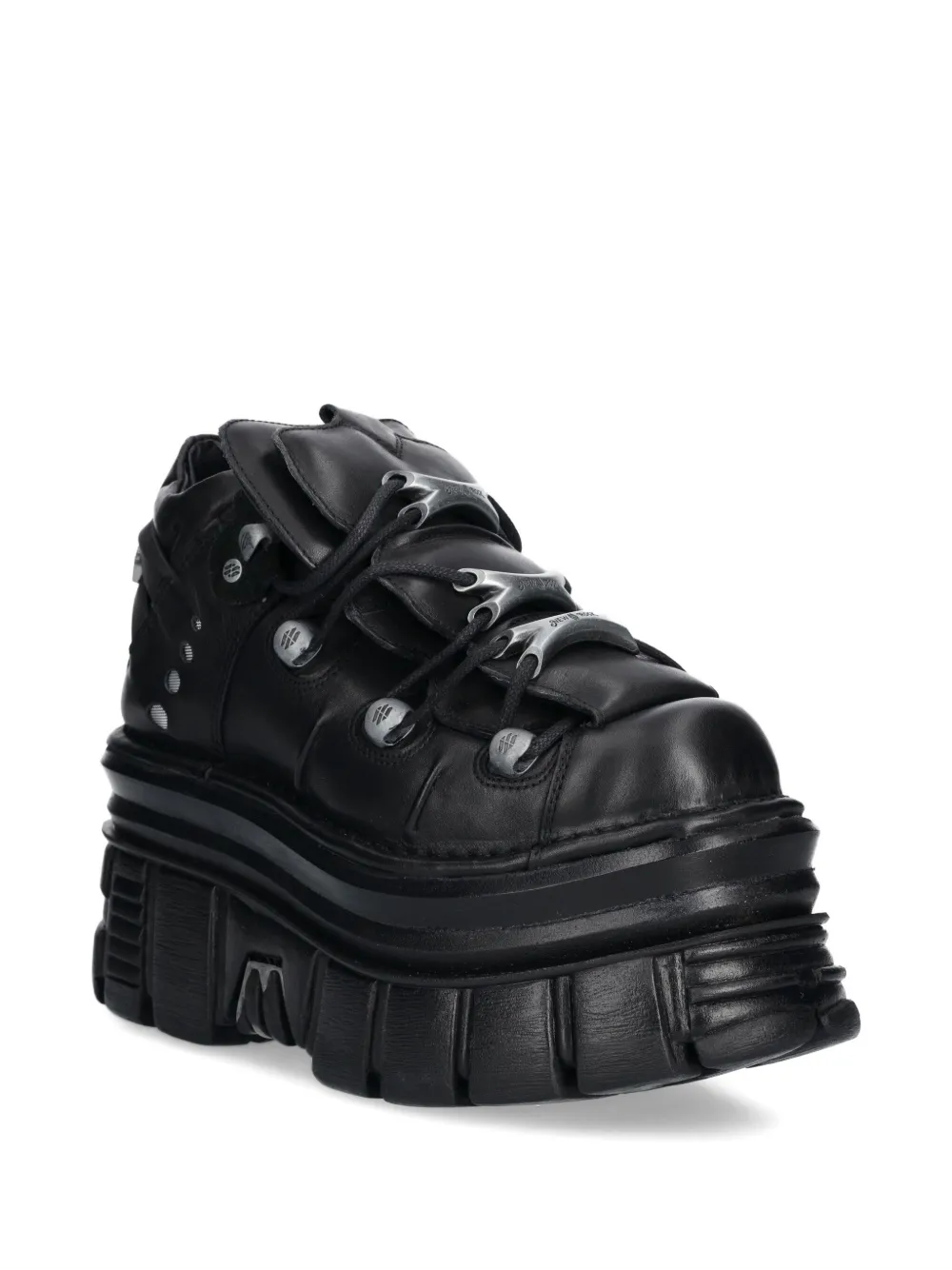 NEW ROCK platform lace-up trainers Black