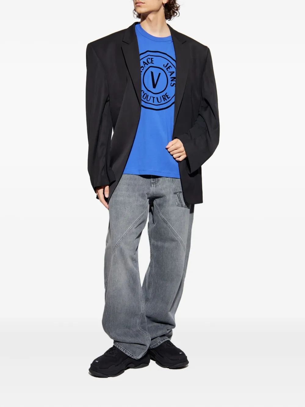 Versace Jeans Couture logo-print T-shirt Blauw