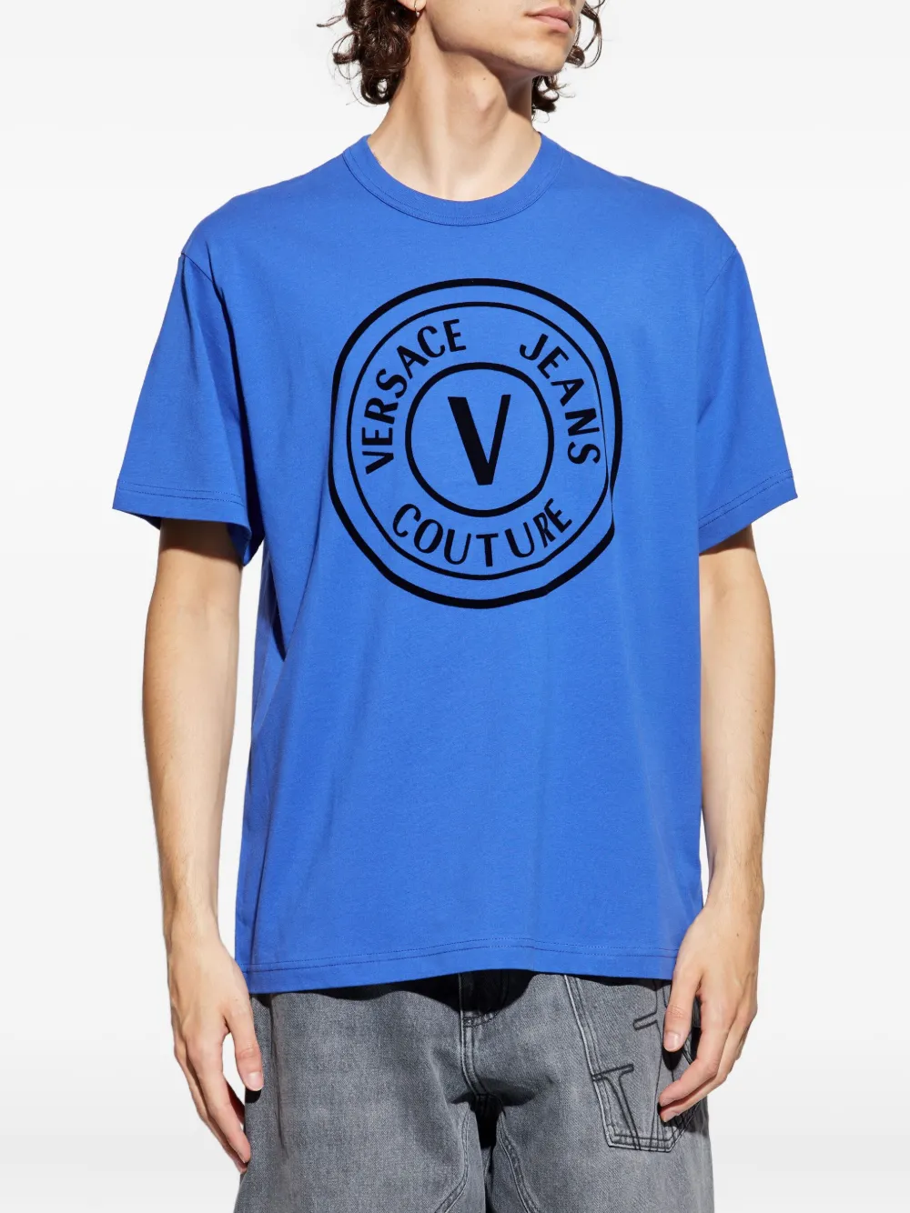 Versace Jeans Couture logo-print T-shirt Blauw