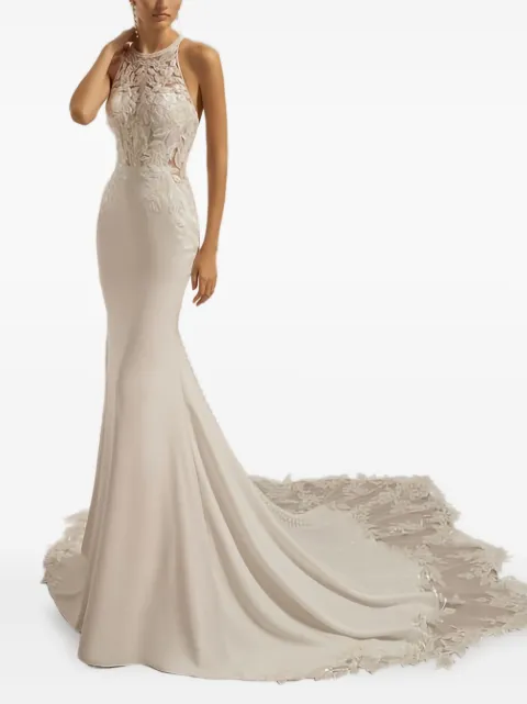 Rosa Clará  Candice lace-embellished halterneck dress