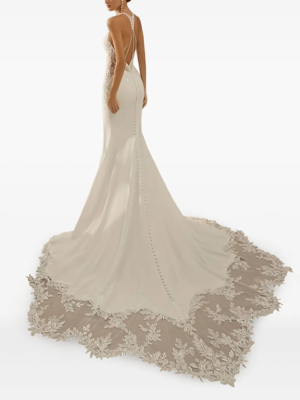 Rosa Clará Candice lace-embellished halterneck dress - Wit