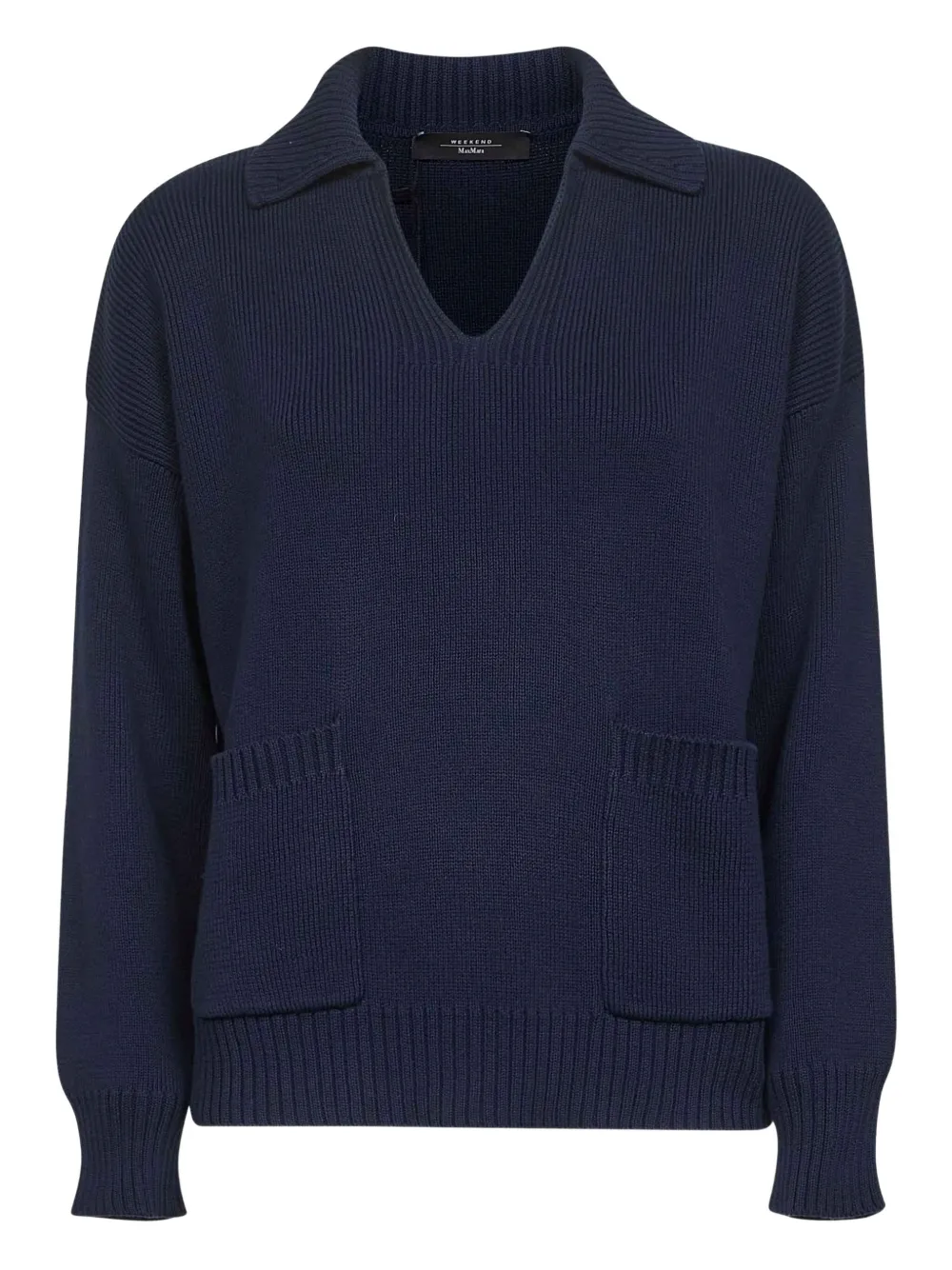 Weekend Max Mara Trui met opgestikte zakken en V-hals Blauw