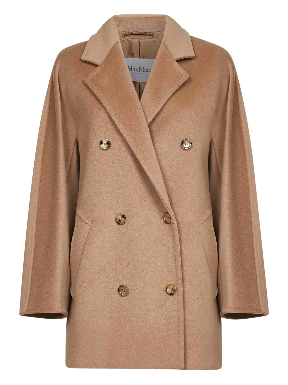 Max Mara double-breasted lapel-collar coat Bruin