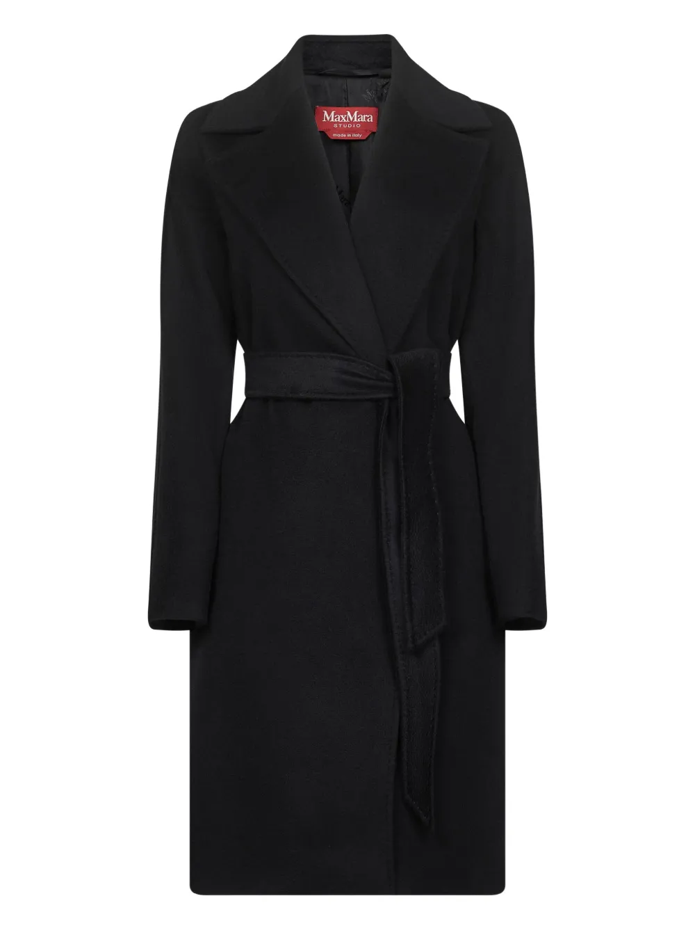 Max Mara wide-lapel belted coat Zwart