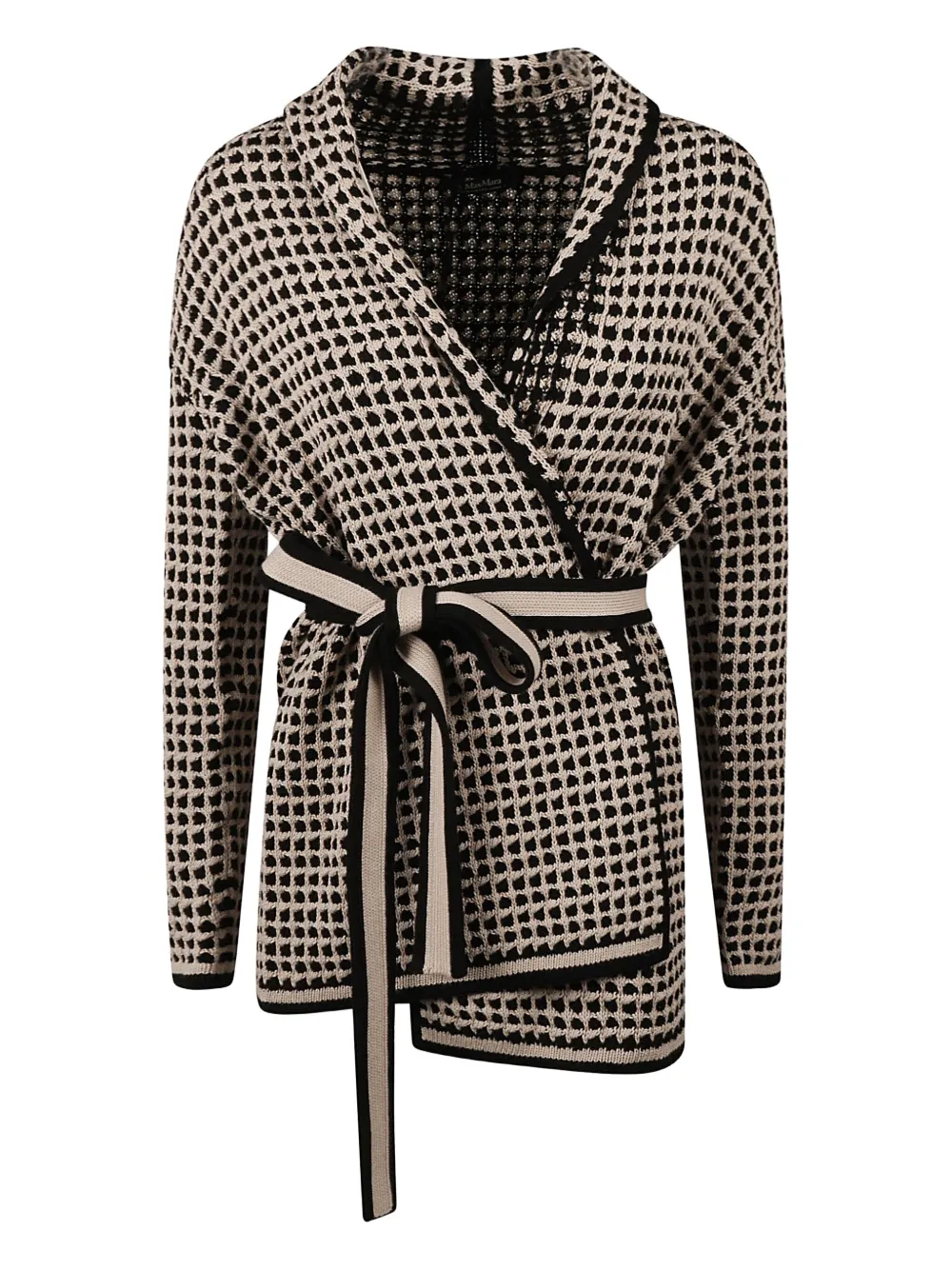 'S Max Mara belted grid-pattern cardigan | Neutrals | Image 1